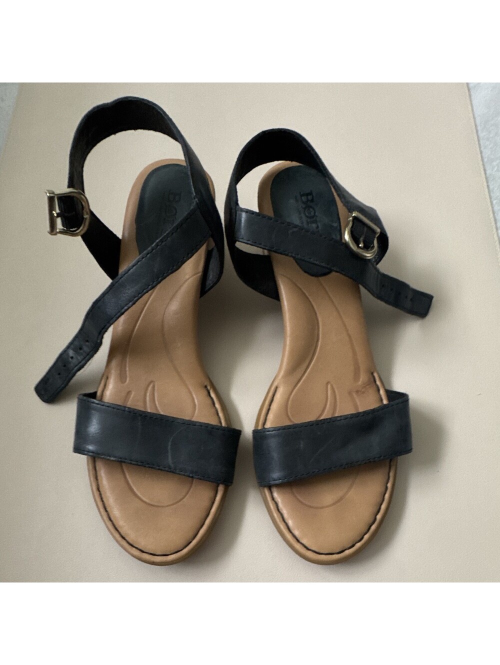 Børn Women's 9M US F17503 Gray Blue Leather Ankle Strap